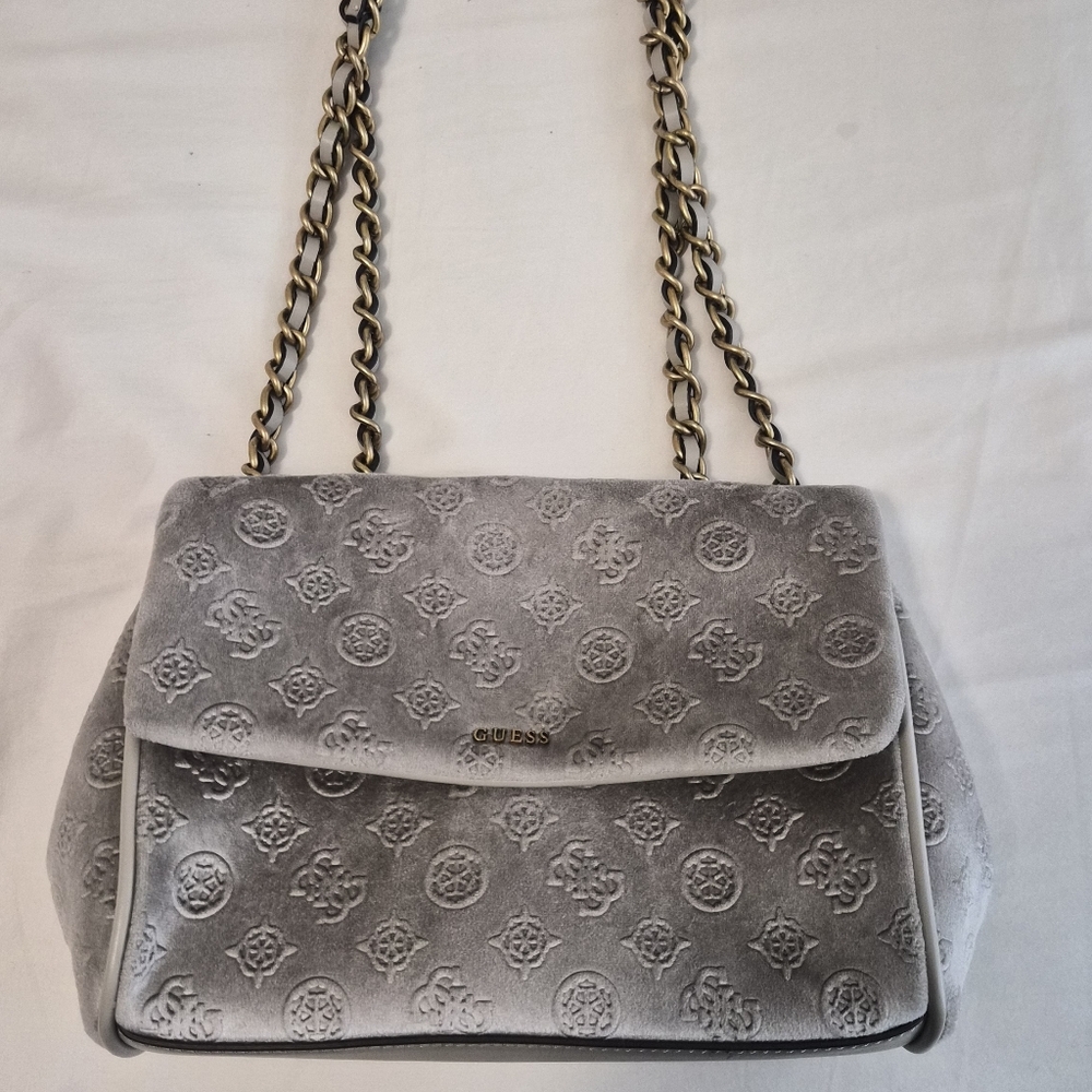 GUESS Gray Embossed Shoulder Bag
